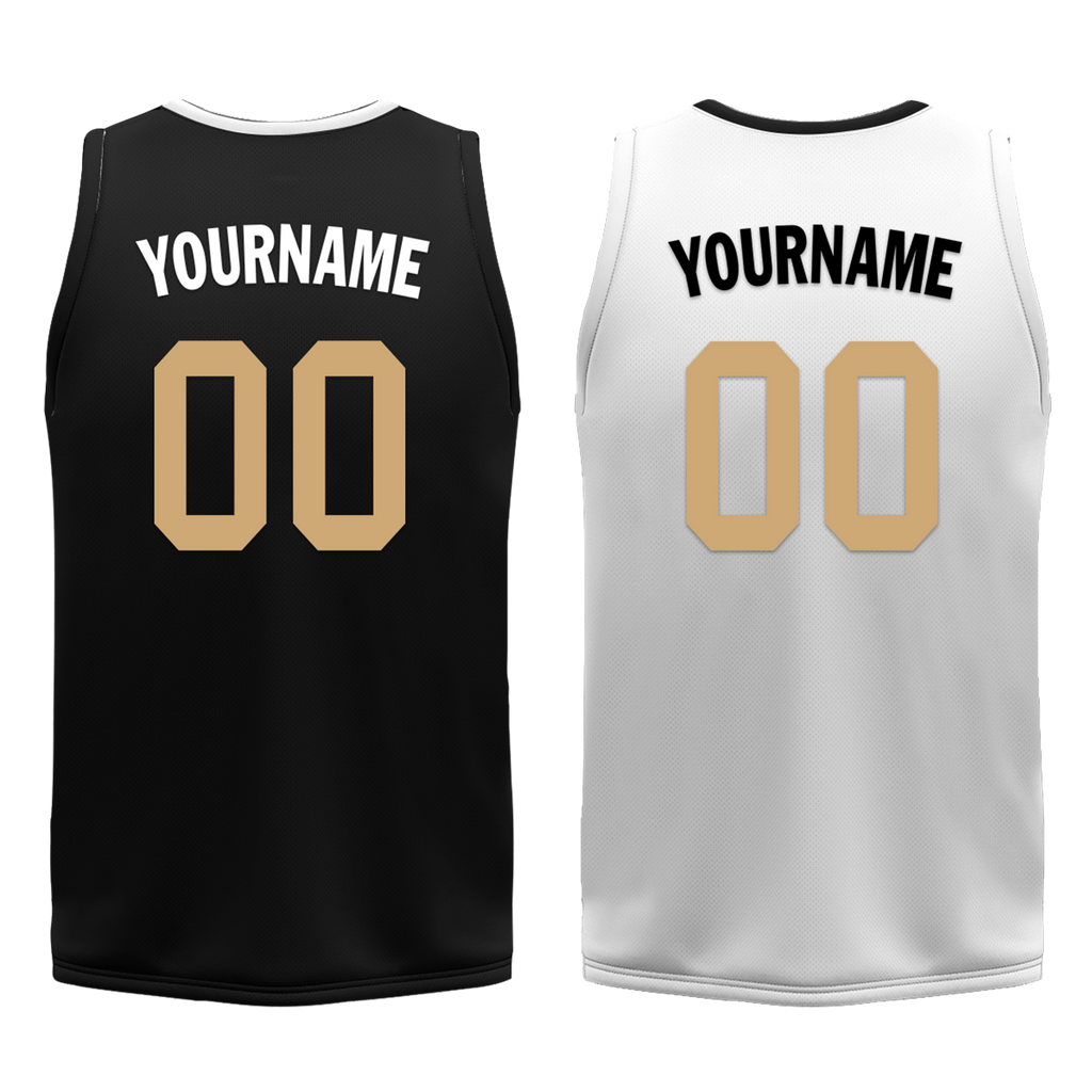 Custom Black White Classic Style Reversible Basketball Uniform Personalized COOLMAX BBJR-D017044