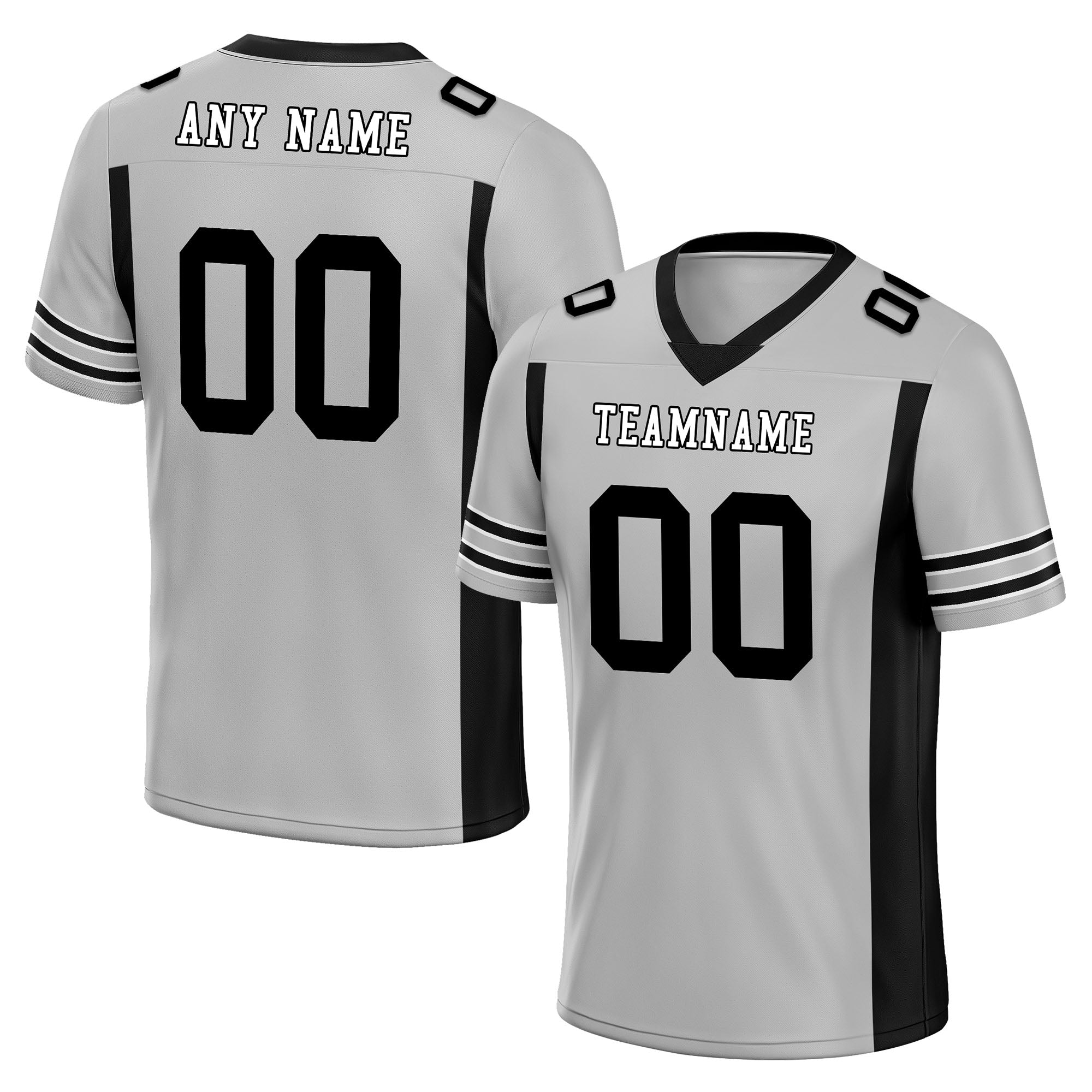 Custom Gray Black Striped Sleeves Personalized Authentic Football Jersey FBJ02-D06055