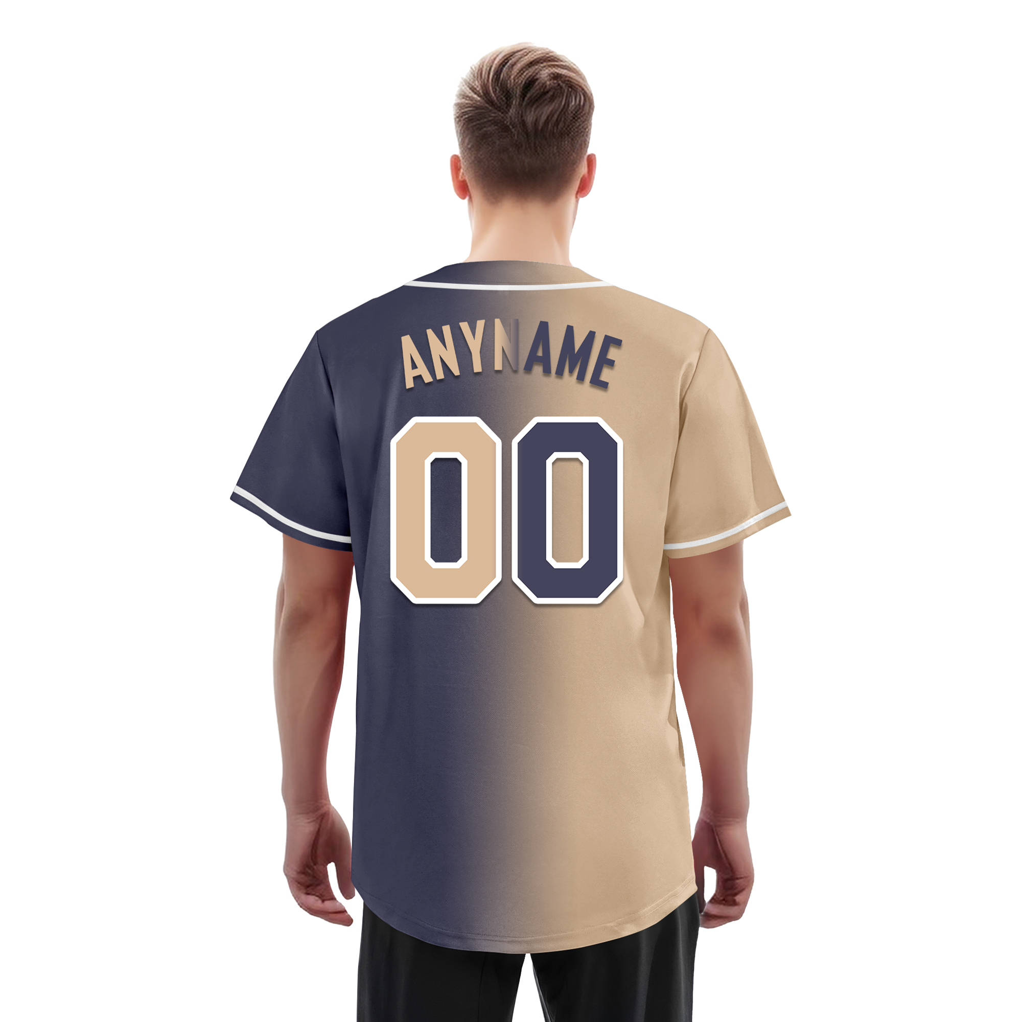 Custom Beige Blue Gradient Fashion Personalized Authentic Baseball Jersey BSBJ01-D0a7080
