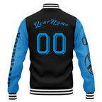 Custom Black Blue Carolina Jacket Bomber Full-Snap Varsity Letterman Personalized Jacket FZ005SX-D020290-5