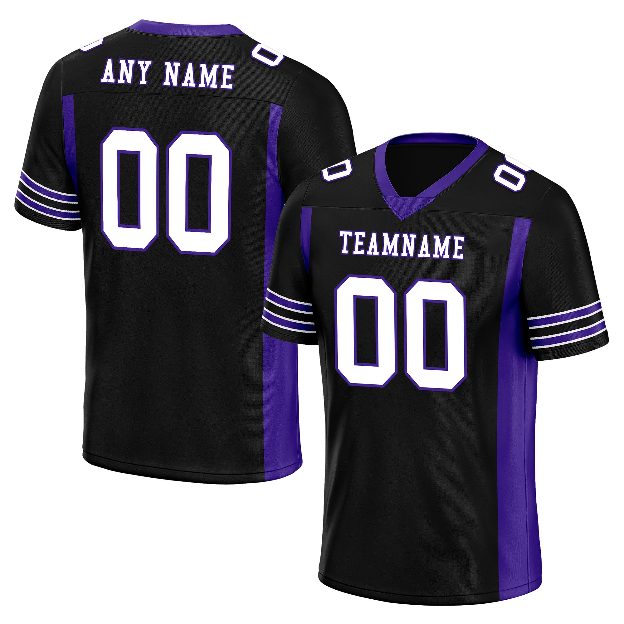 Custom Black Yellow Striped Sleeves Personalized Authentic Football Jersey FBJ02-D06061