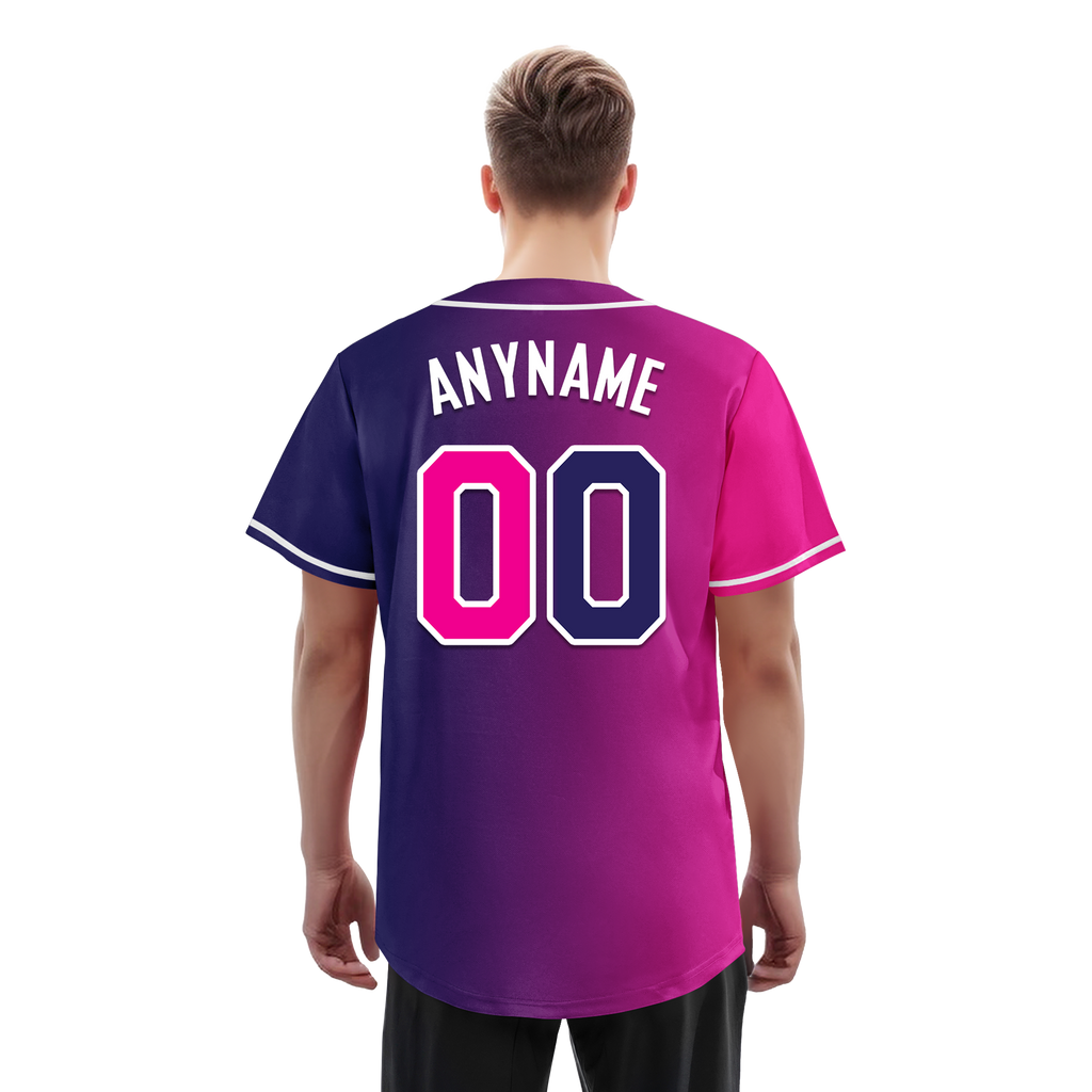 Custom Pink Blue Gradient Fashion Personalized Authentic Baseball Jersey BSBJ01-D0a7aab