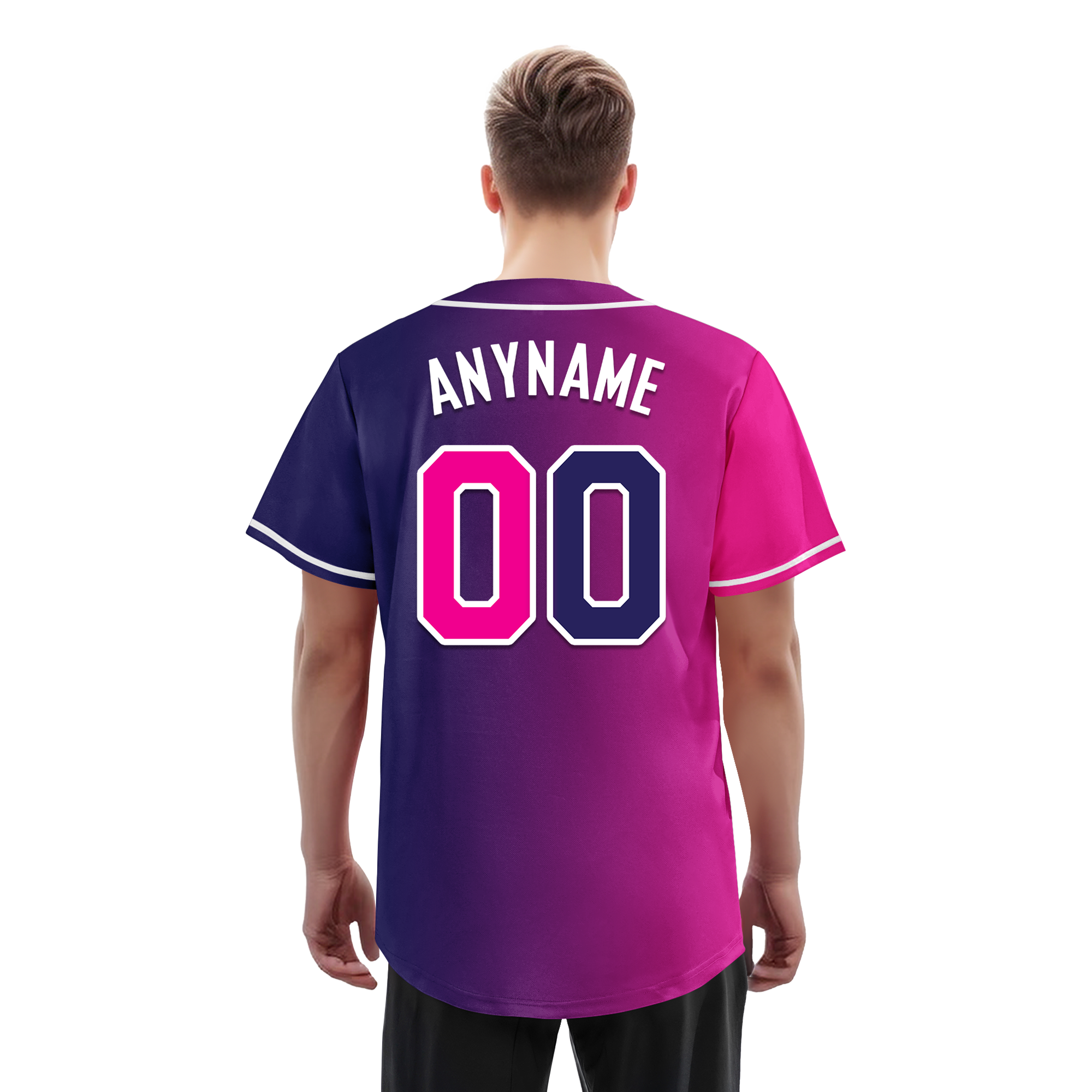 Custom Pink Blue Gradient Fashion Personalized Authentic Baseball Jersey BSBJ01-D0a7aab