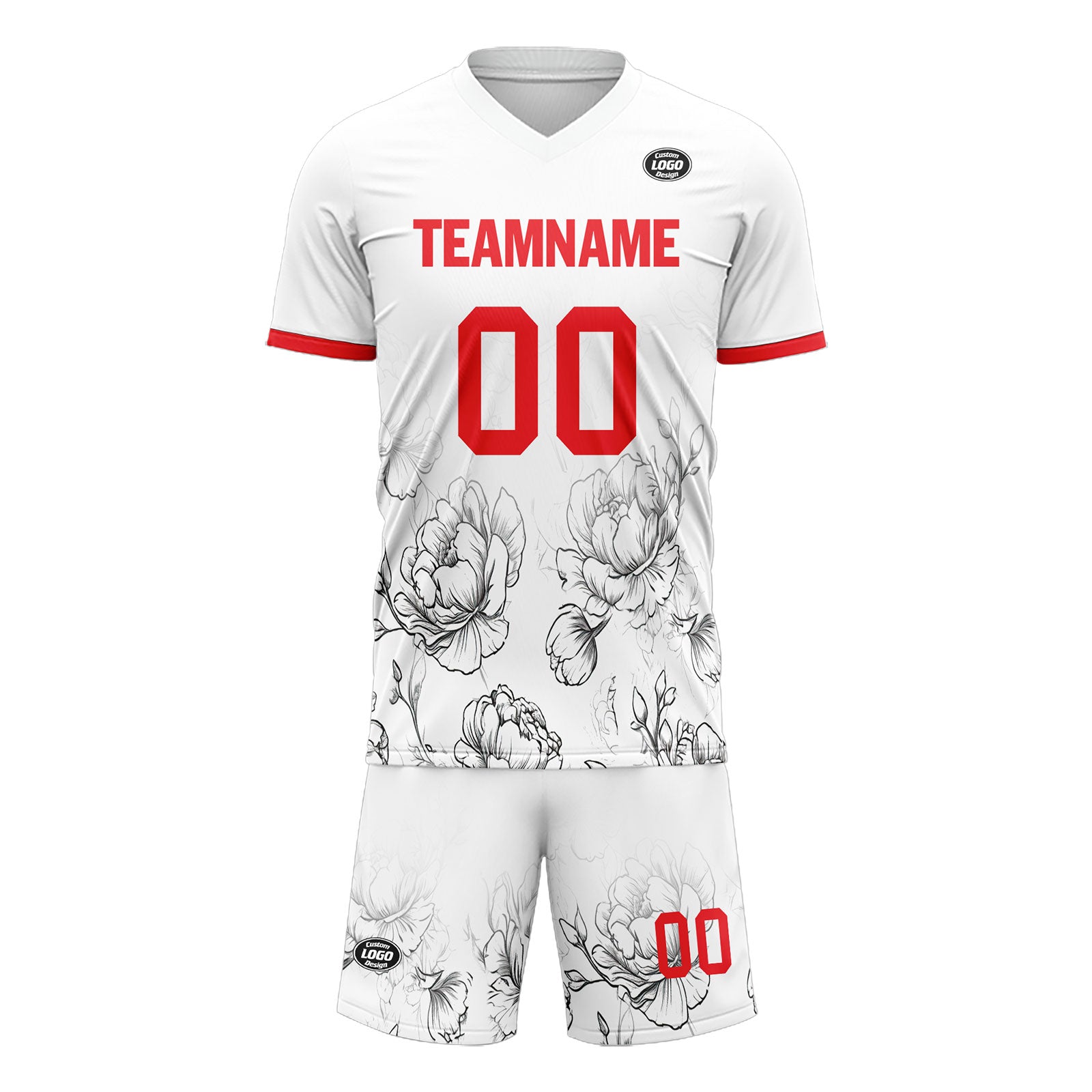 Custom White Red Soccer Sets Jersey Personalized SCJ101-D28030