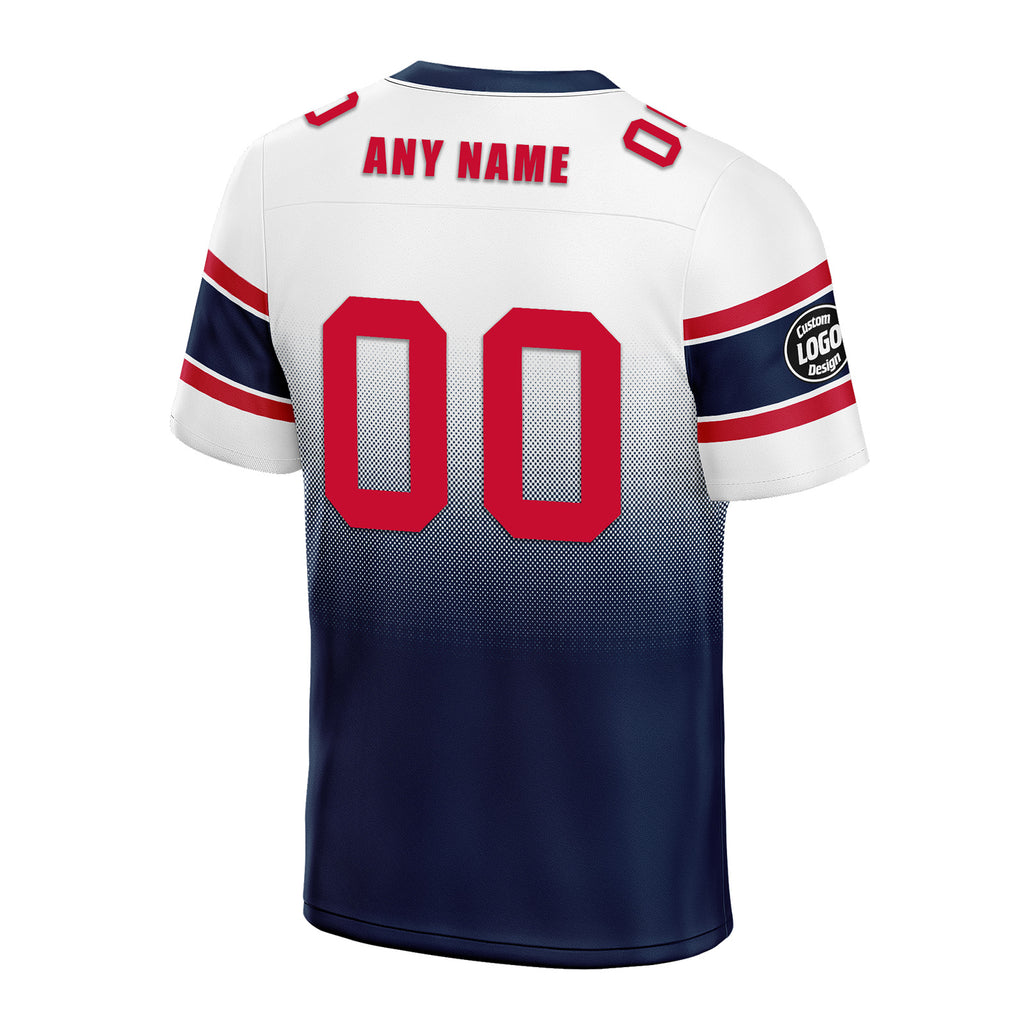 Custom White Blue New England Personalized Authentic Football Jersey FBJ02-D020249-26
