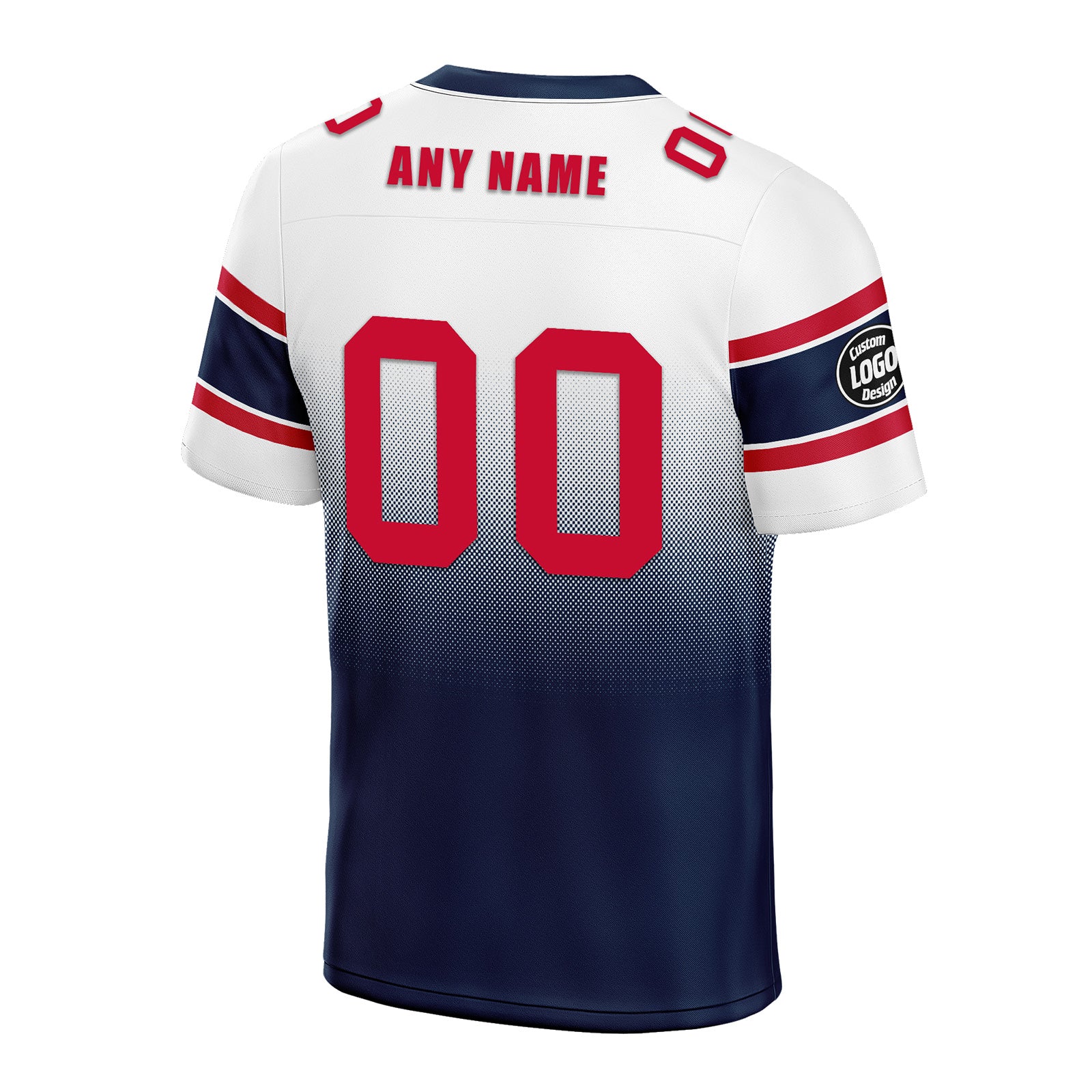 Custom White Blue New England Personalized Authentic Football Jersey FBJ02-D020249-26