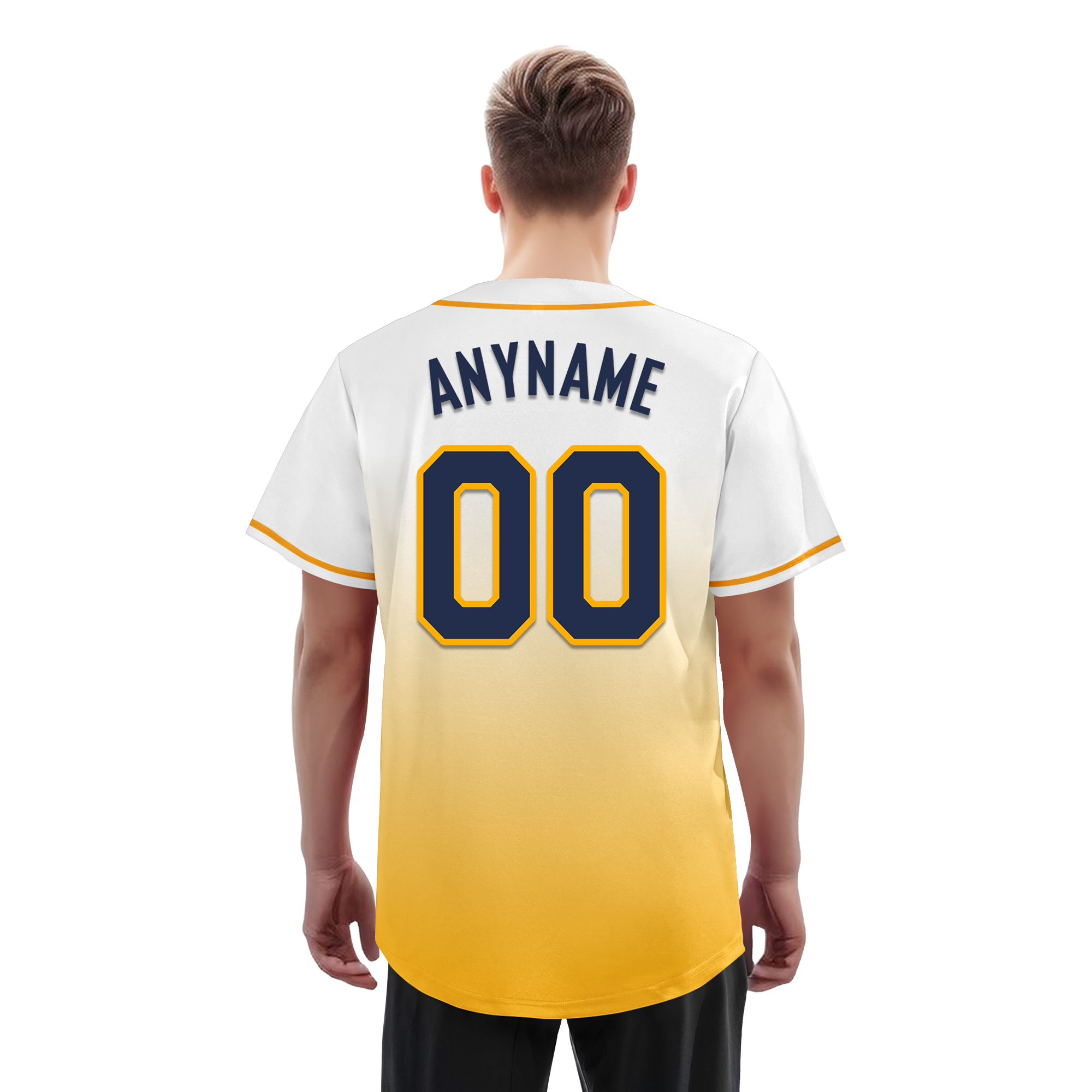 Custom White Yellow Fade Fashion Personalized Authentic Baseball Jersey BSBJ01-D0a70dc