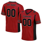Custom Black Red Striped Sleeves Personalized Authentic Football Jersey FBJ02-D06075
