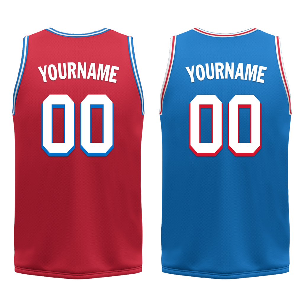 Custom Red Blue Classic Style Reversible Basketball Uniform Personalized Ordinary BBJR-D017022