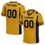 Custom Black Yellow Striped Sleeves Personalized Authentic Football Jersey FBJ02-D06063