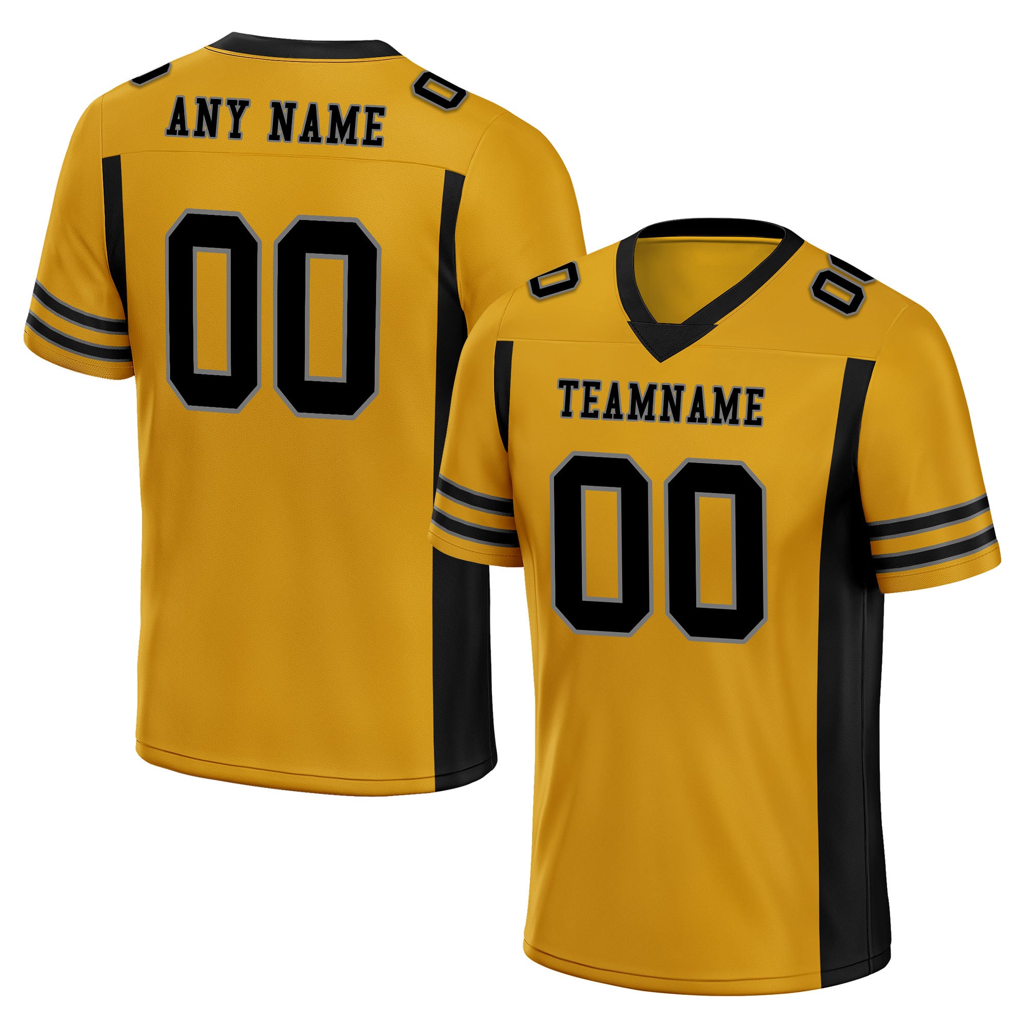 Custom Black Yellow Striped Sleeves Personalized Authentic Football Jersey FBJ02-D06063