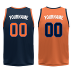 Custom Blue Orange Classic Style Reversible Basketball Uniform Personalized COOLMAX BBJR-D017015