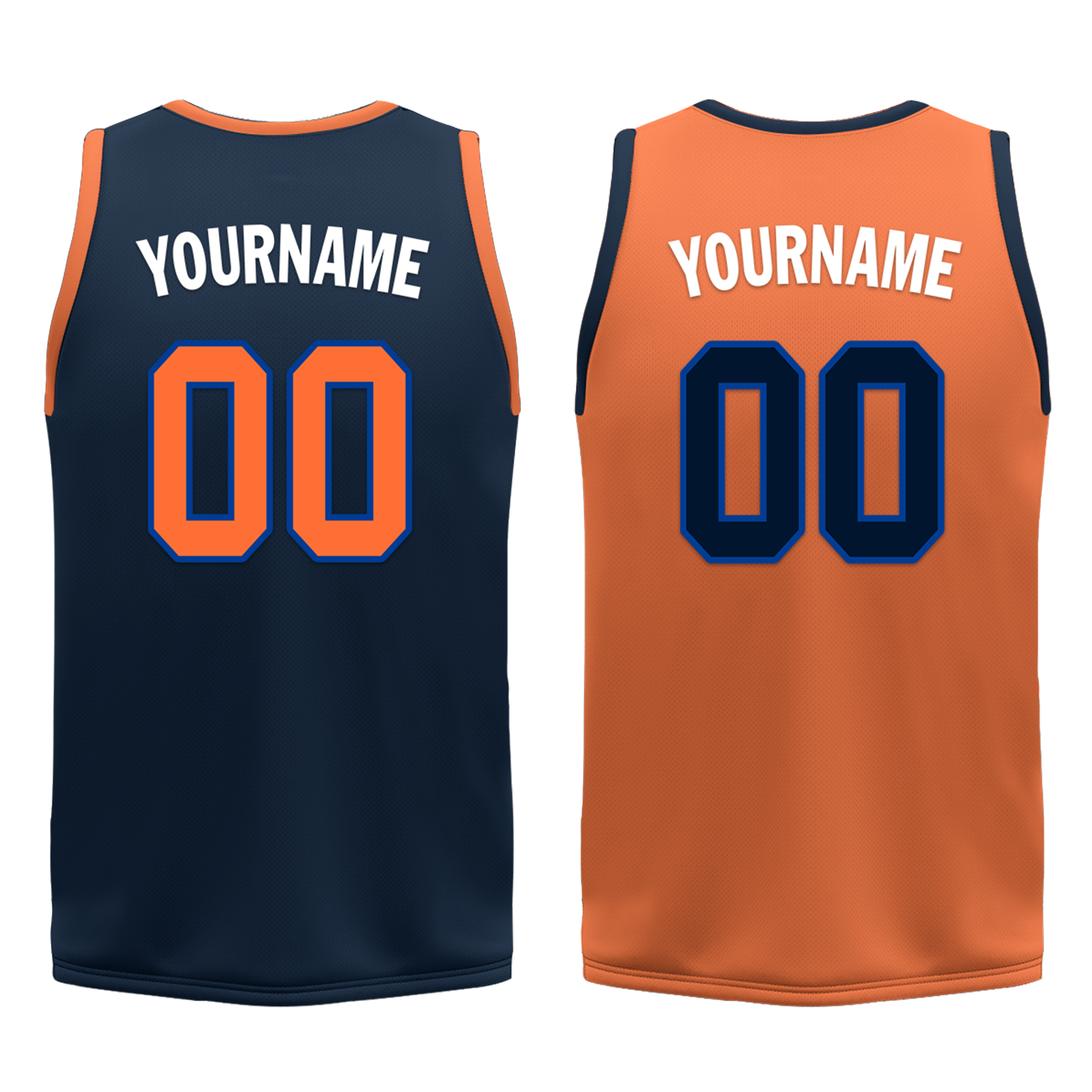 Custom Blue Orange Classic Style Reversible Basketball Uniform Personalized COOLMAX BBJR-D017015