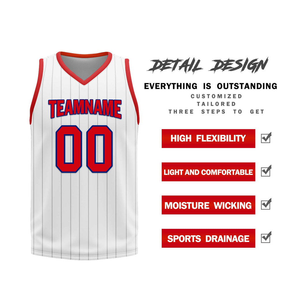 Custom White Red Black New York City Edition Personalized Reversible Basketball Set Sports Basketball Jersey BBJ01R-D0610-20