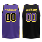 Custom Purple Black Classic Style Reversible Basketball Uniform Personalized COOLMAX BBJR-D017033