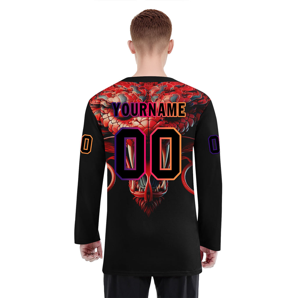 Custom Black Red Purple Orange Gothic Personalized Hockey Jersey HCKJ01-E0601-06