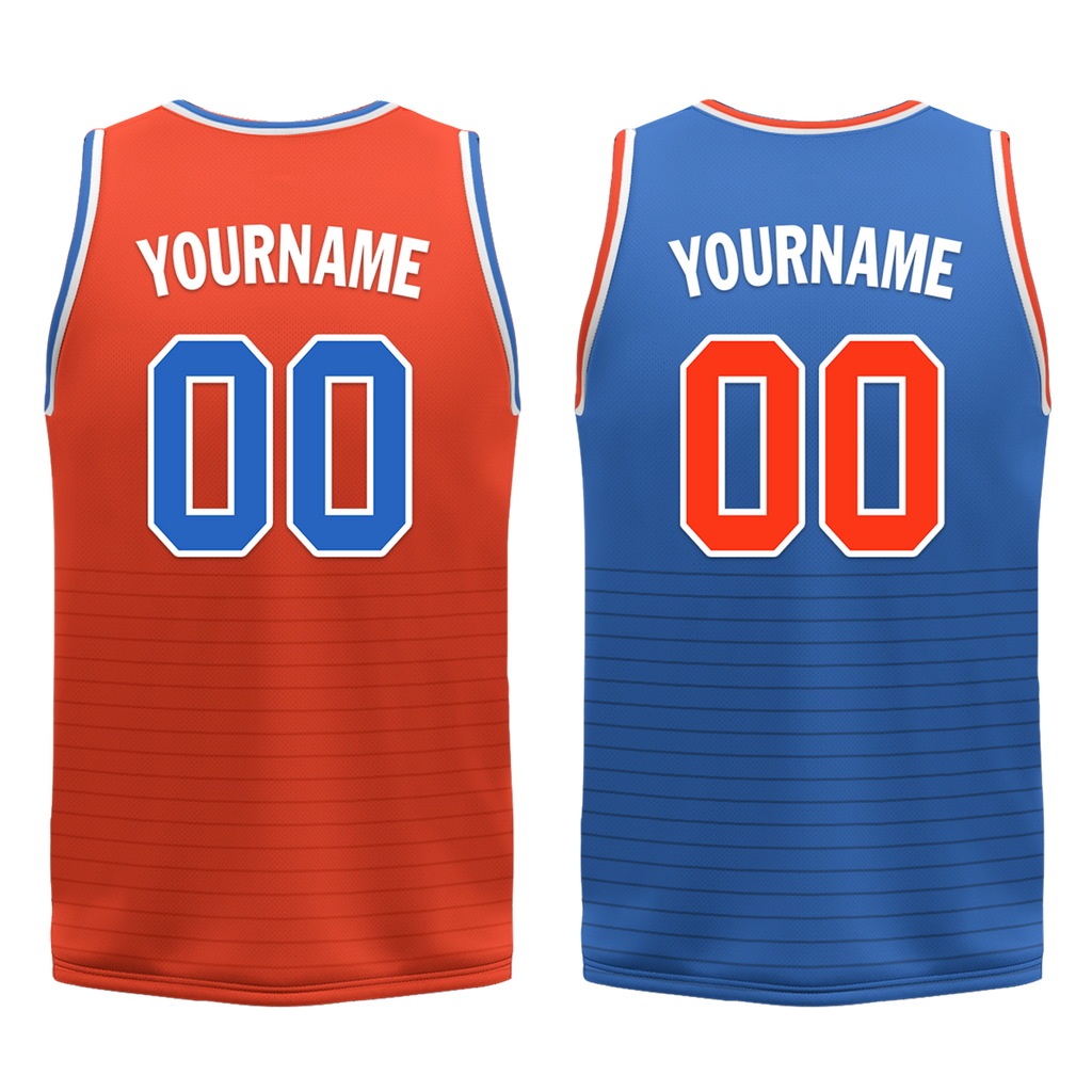 Custom Orange Blue Classic Style Reversible Basketball Uniform Personalized Ordinary BBJR-D017040