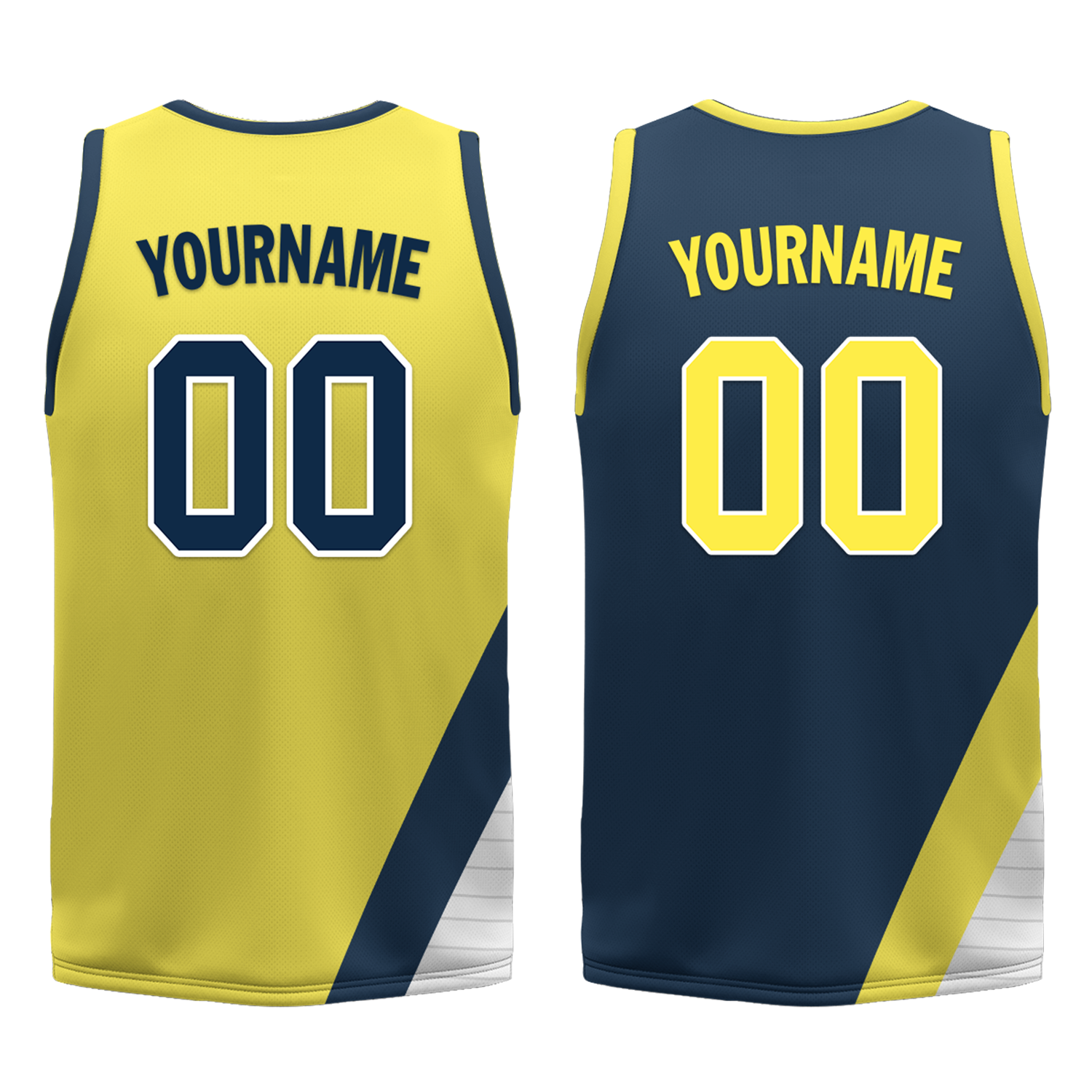 Custom Yellow Blue Classic Style Reversible Basketball Uniform Personalized COOLMAX BBJR-D017060