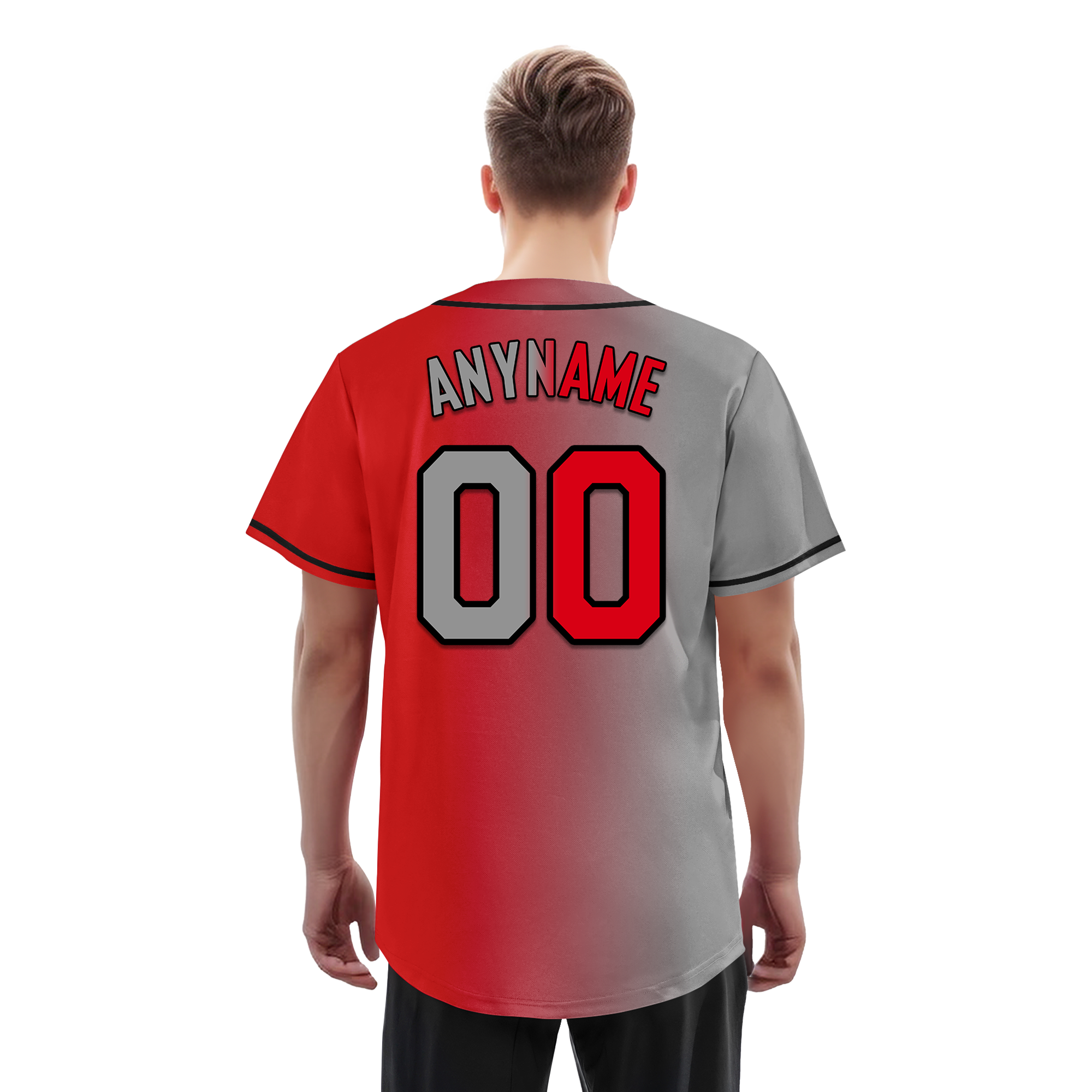 Custom Grey Red Gradient Fashion Personalized Authentic Baseball Jersey BSBJ01-D0a7aad