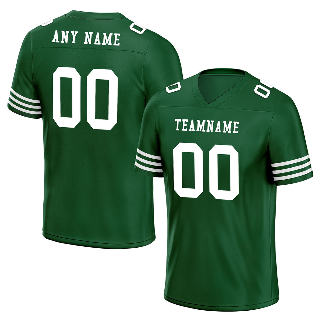 Custom Green White Striped Sleeves Personalized Authentic Football Jersey FBJ02-D06036