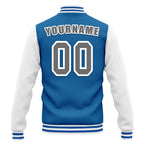 Custom Blue White Jacket Bomber Full-Snap Varsity Letterman Personalized Jacket FZ005-D020255-2