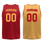 Custom Red Yellow Classic Style Reversible Basketball Uniform Personalized COOLMAX BBJR-D017011