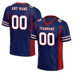 Custom Blue Red Striped Sleeves Personalized Authentic Football Jersey FBJ02-D06060