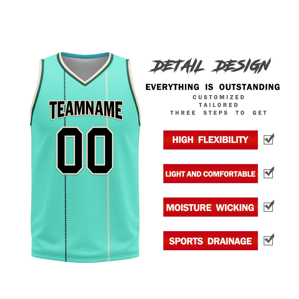 Custom Mint Green Gold Black Charlotte City Edition Personalized Reversible Basketball Set Sports Basketball Jersey BBJ01R-D0610-4
