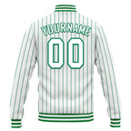 Custom White Green Stripe Fashion Jacket Bomber Full-Snap Varsity Letterman Personalized Jacket FZ005-D020219-7