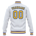 Custom White Royal Stripe Fashion Jacket Bomber Full-Snap Varsity Letterman Personalized Jacket FZ005-D020219-28