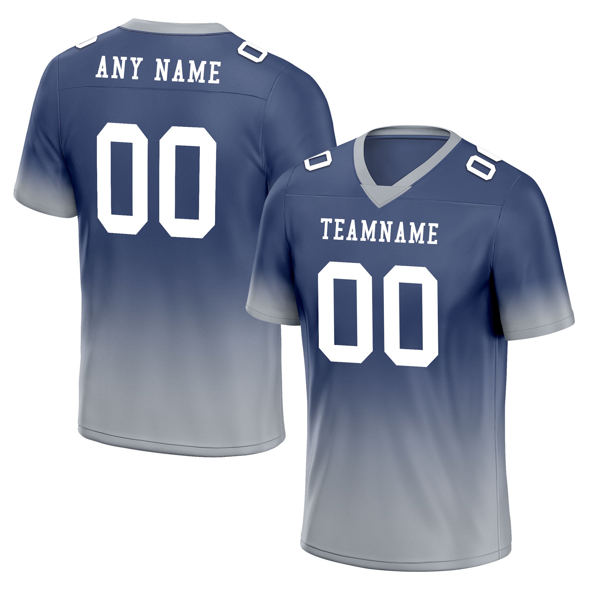 Custom Gray Blue Fade Fashion Personalized Authentic Football Jersey FBJ02-D06109