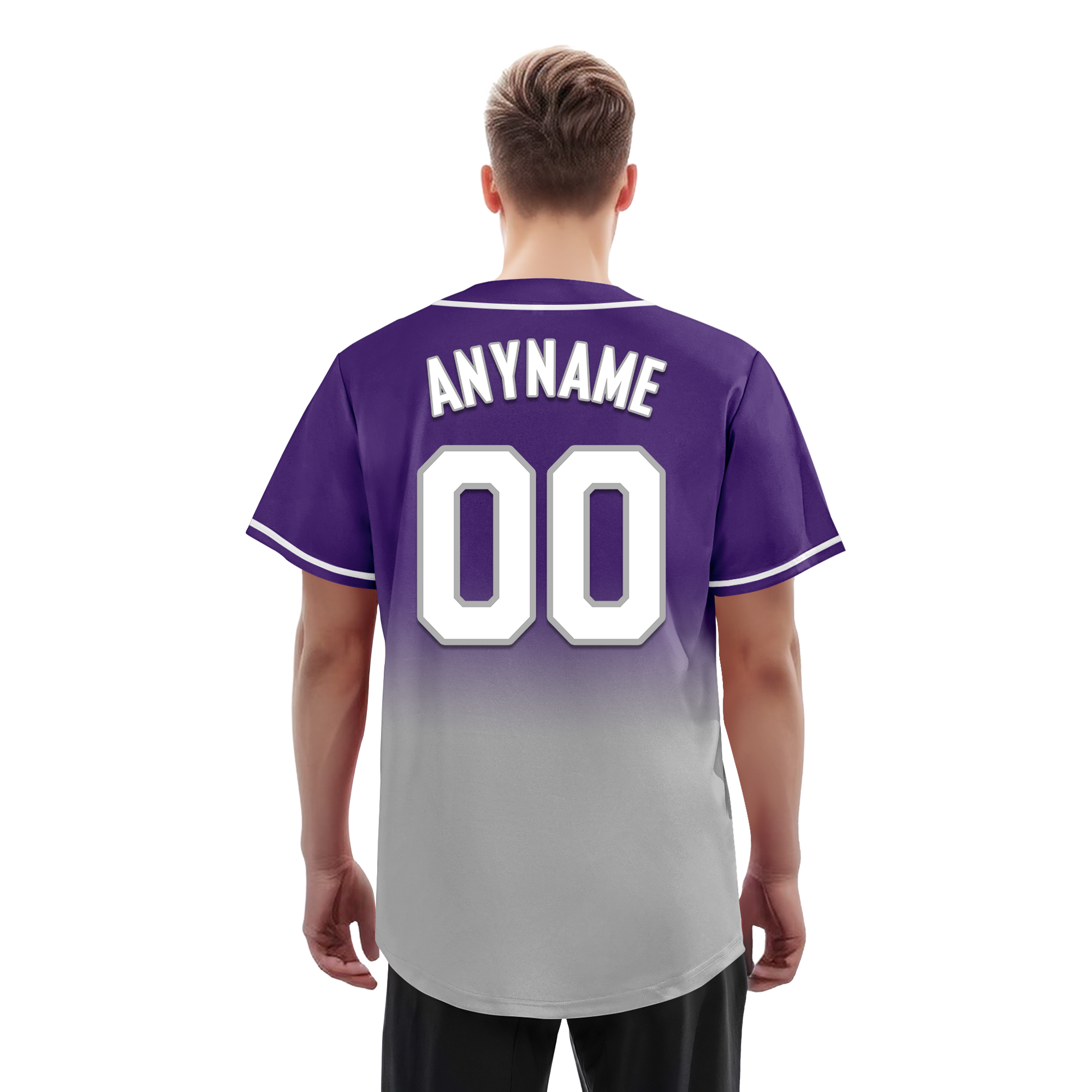 Custom Purple Grey Fade Fashion Personalized Authentic Baseball Jersey BSBJ01-D0a70cd