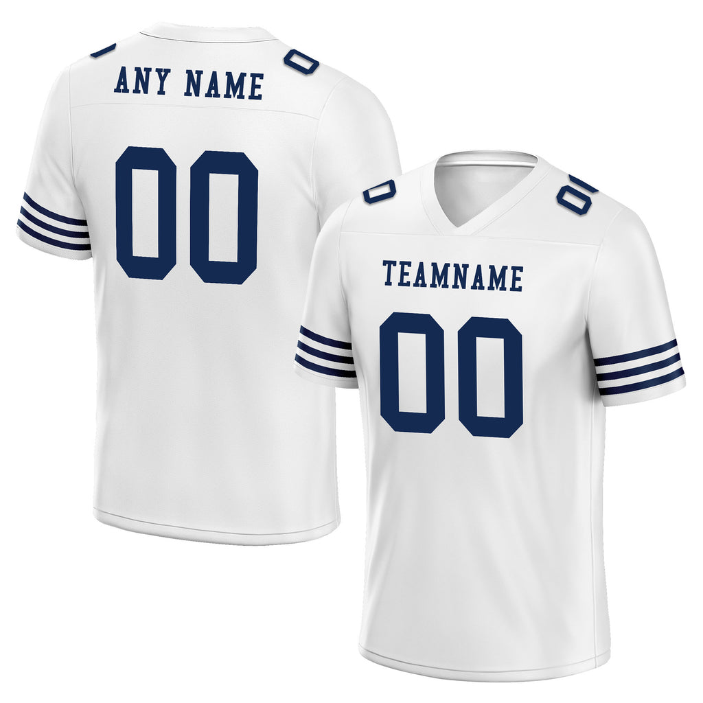 Custom Black Blue Striped Sleeves Personalized Authentic Football Jersey FBJ02-D06031