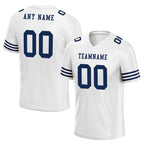 Custom Black Blue Striped Sleeves Personalized Authentic Football Jersey FBJ02-D06031