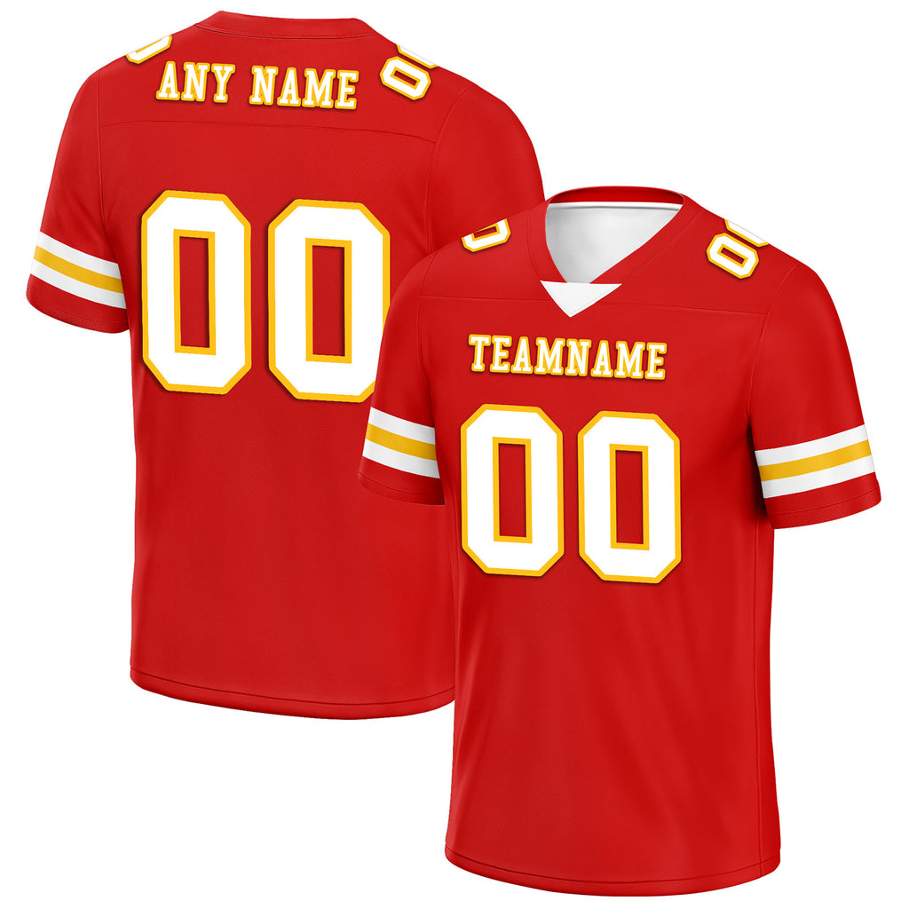 Custom Red Yellow Kansas City Personalized Authentic Football Jersey FBJ02-E0601-2