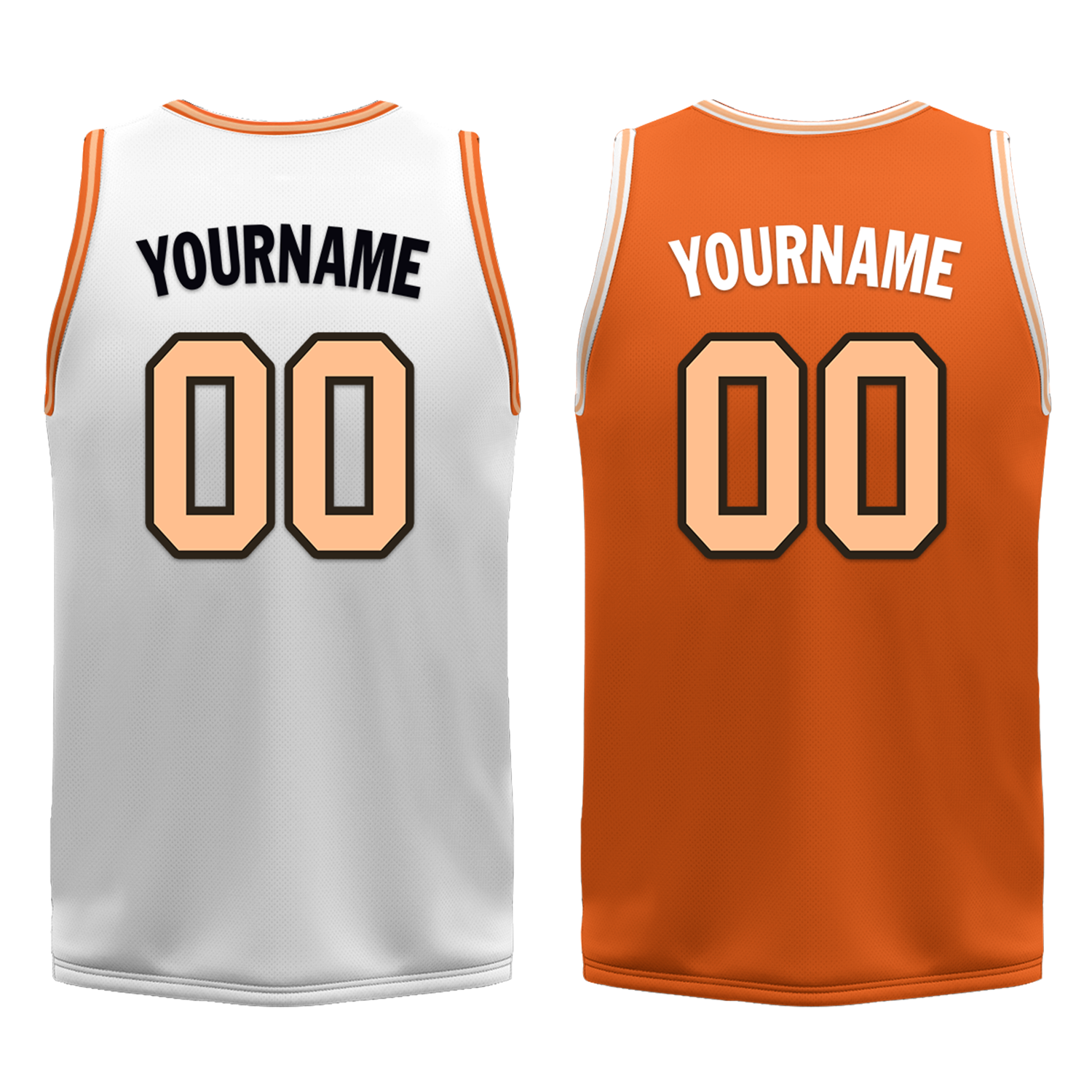 Custom White Orange Classic Style Reversible Basketball Uniform Personalized COOLMAX BBJR-D017052