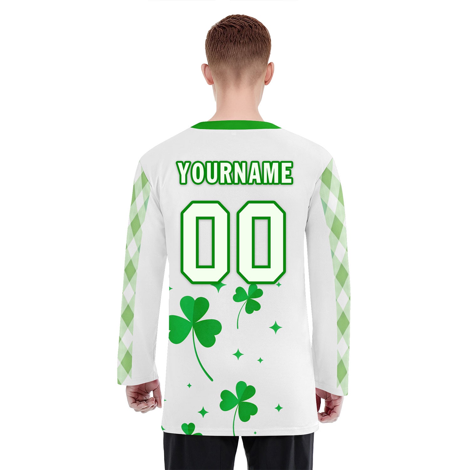 Custom Four-leaf clover Personalized Hockey Jersey HCKJ01-E0615-1