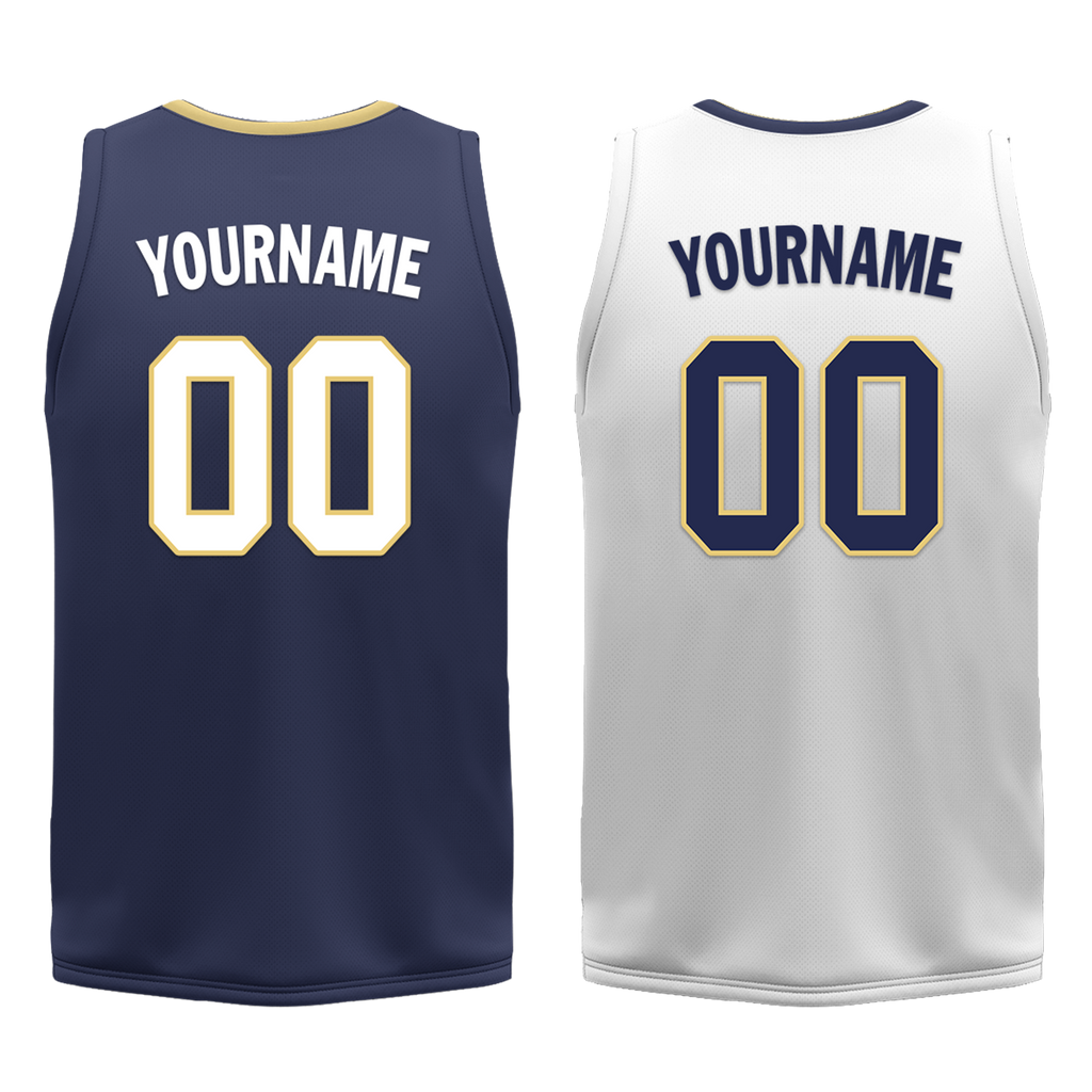 Custom Blue White Classic Style Reversible Basketball Uniform Personalized COOLMAX BBJR-D017050