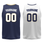 Custom Blue White Classic Style Reversible Basketball Uniform Personalized COOLMAX BBJR-D017050