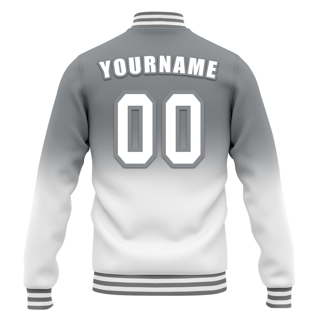 Custom Gray White Fade Fashion Jacket Bomber Full-Snap Varsity Letterman Personalized Jacket FZ005-D020229-15
