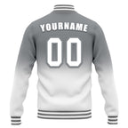 Custom Gray White Fade Fashion Jacket Bomber Full-Snap Varsity Letterman Personalized Jacket FZ005-D020229-15
