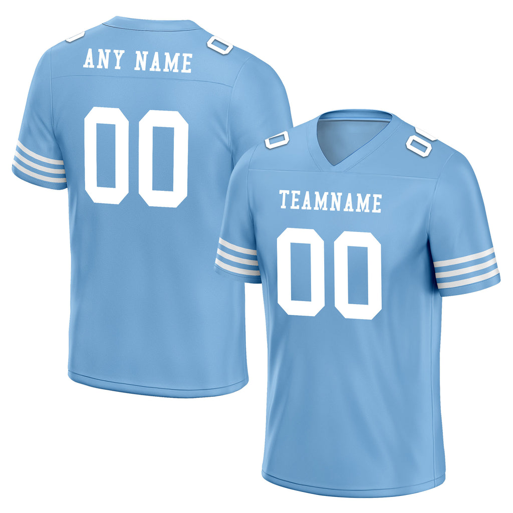 Custom Blue White Striped Sleeves Personalized Authentic Football Jersey FBJ02-D06037