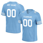 Custom Blue White Striped Sleeves Personalized Authentic Football Jersey FBJ02-D06037