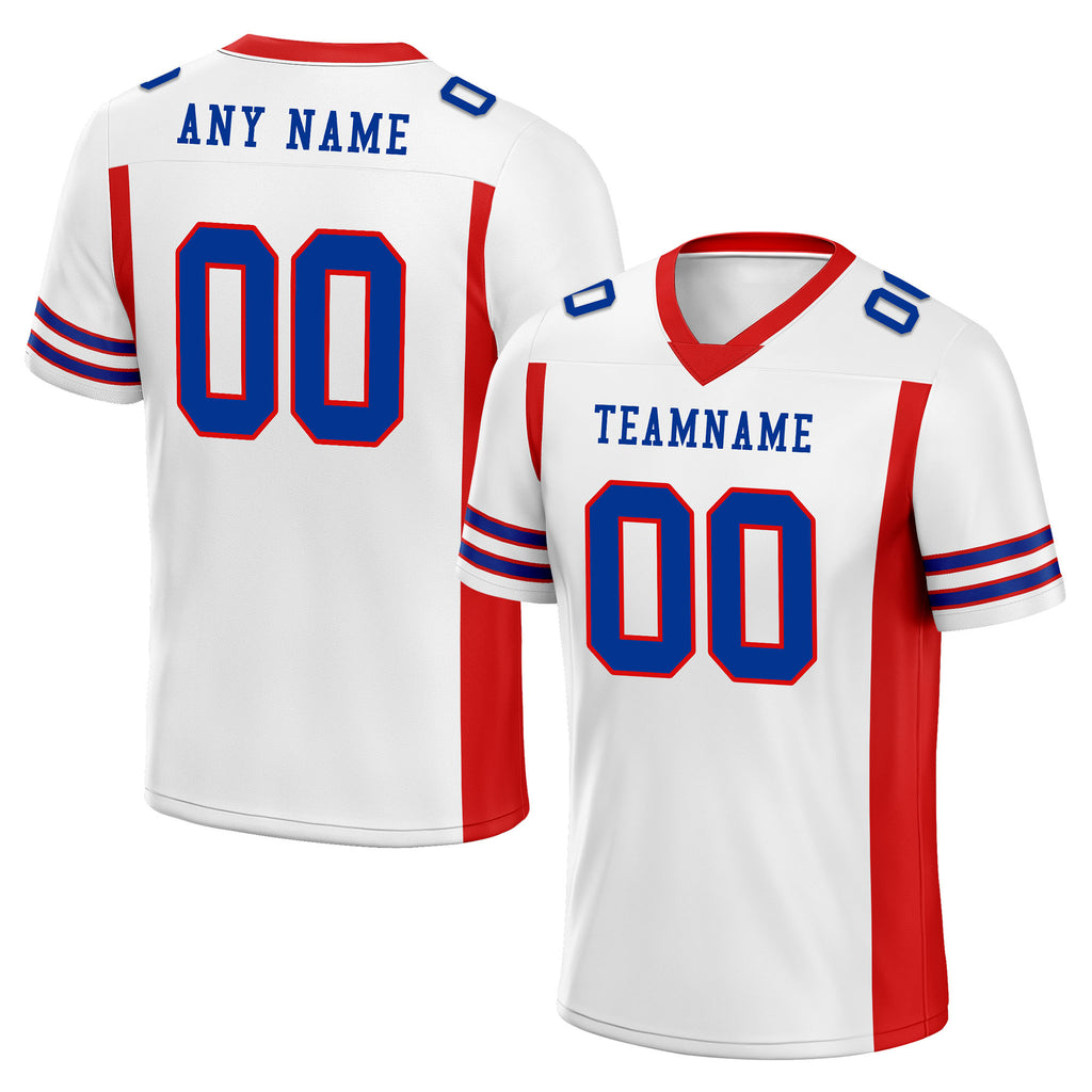 Custom White Red Striped Sleeves Personalized Authentic Football Jersey FBJ02-D06056