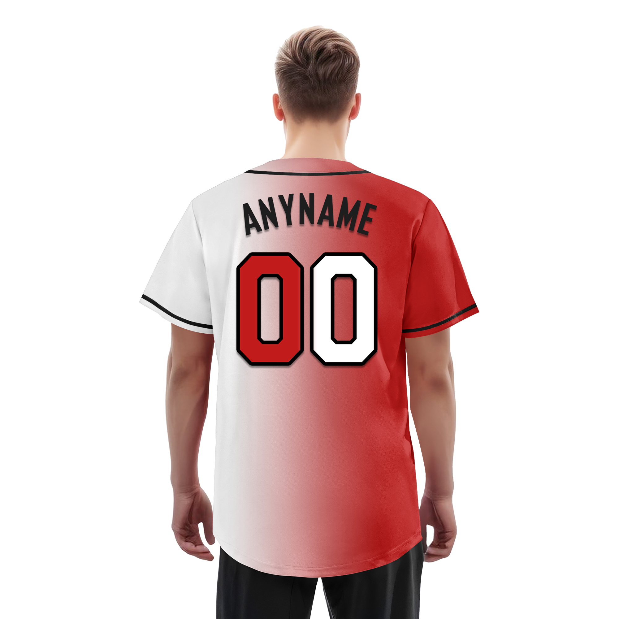 Custom Red White Gradient Fashion Personalized Authentic Baseball Jersey BSBJ01-D0a7aa9
