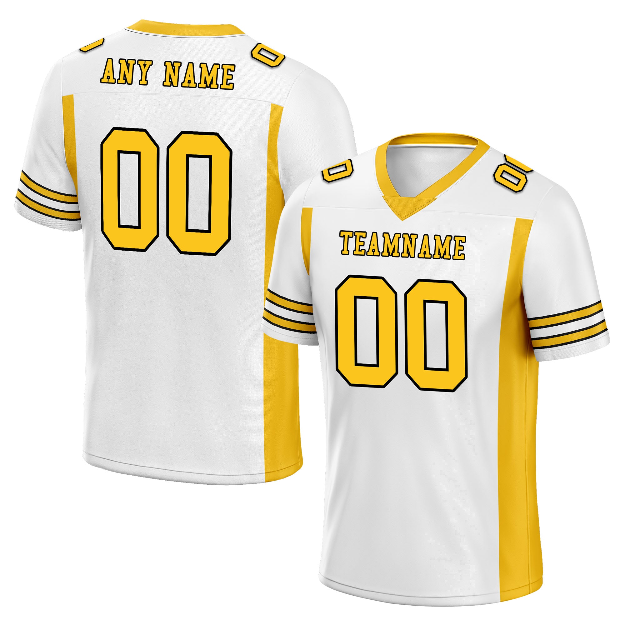 Custom White Yellow Striped Sleeves Personalized Authentic Football Jersey FBJ02-D06052