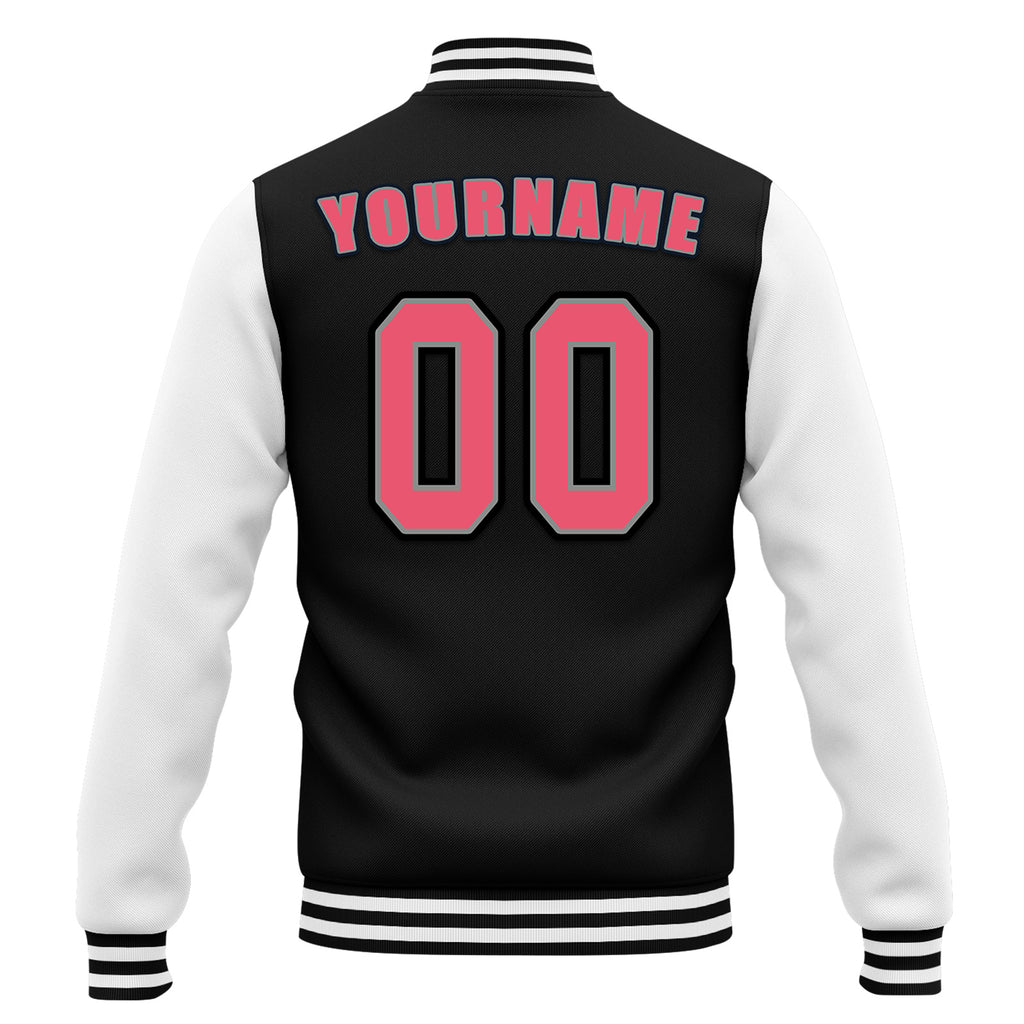 Custom Black White Waterproof Jacket Bomber Full-Snap Varsity Letterman Personalized Jacket FZ007CD-D020316-7