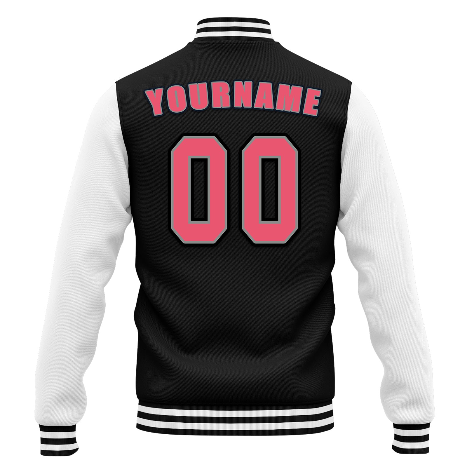 Custom Black White Waterproof Jacket Bomber Full-Snap Varsity Letterman Personalized Jacket FZ007CD-D020316-7