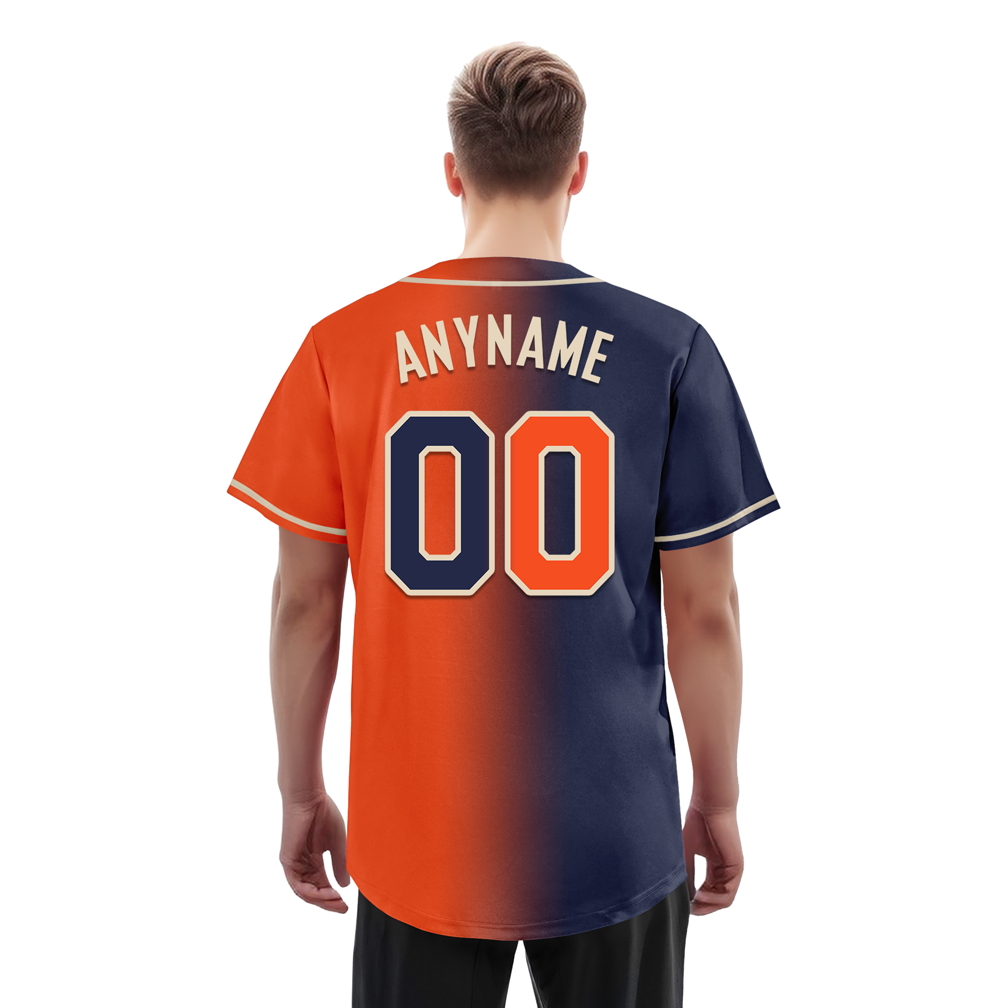 Custom Blue Orange Gradient Fashion Personalized Authentic Baseball Jersey BSBJ01-D0a7089