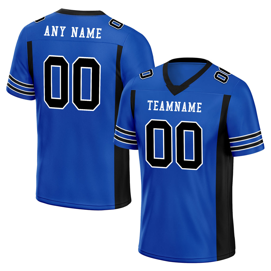 Custom Blue Black Striped Sleeves Personalized Authentic Football Jersey FBJ02-D06071